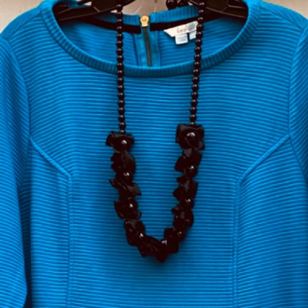 BODEN JASMINE OTTOMAN Ribbed Pocket Teal Blue DRESS FLATTERS SILHOUETTE Size 14